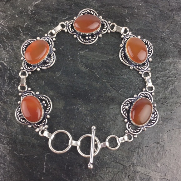 Agate Stone Toggle Bracelet 7.5 8 - Picture 4 of 10